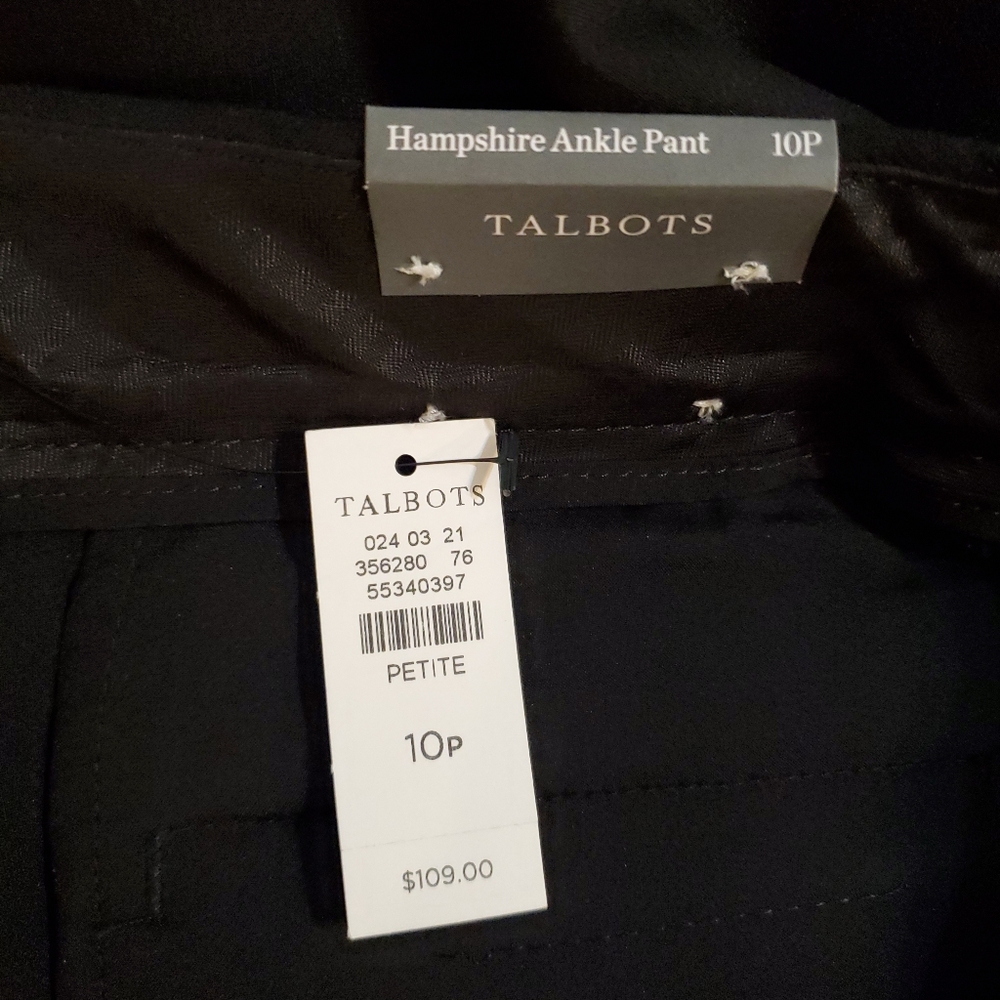 Talbots Women's Black Hampshire Ankle‎ Straight Leg Pants 10 Petite - Picture 6 of 9